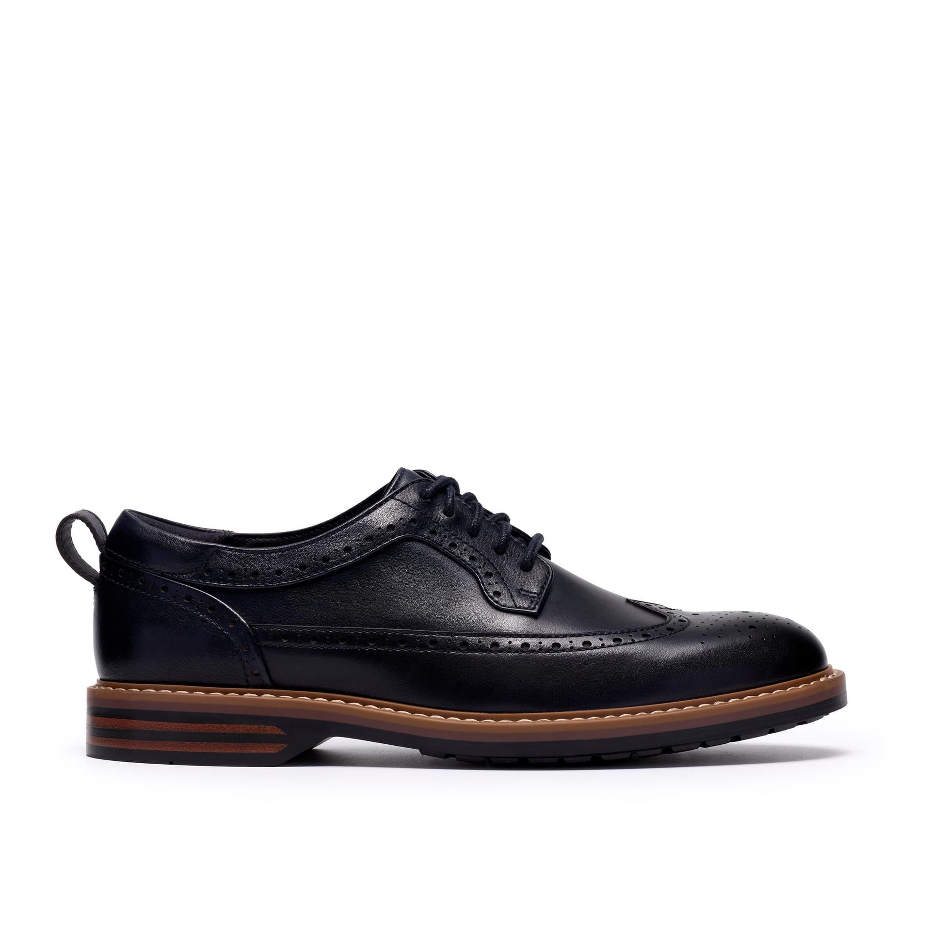 Clarks Clarks Men's Aldwin2 Limit Navy Leather Brogues, Lace Up in Blue