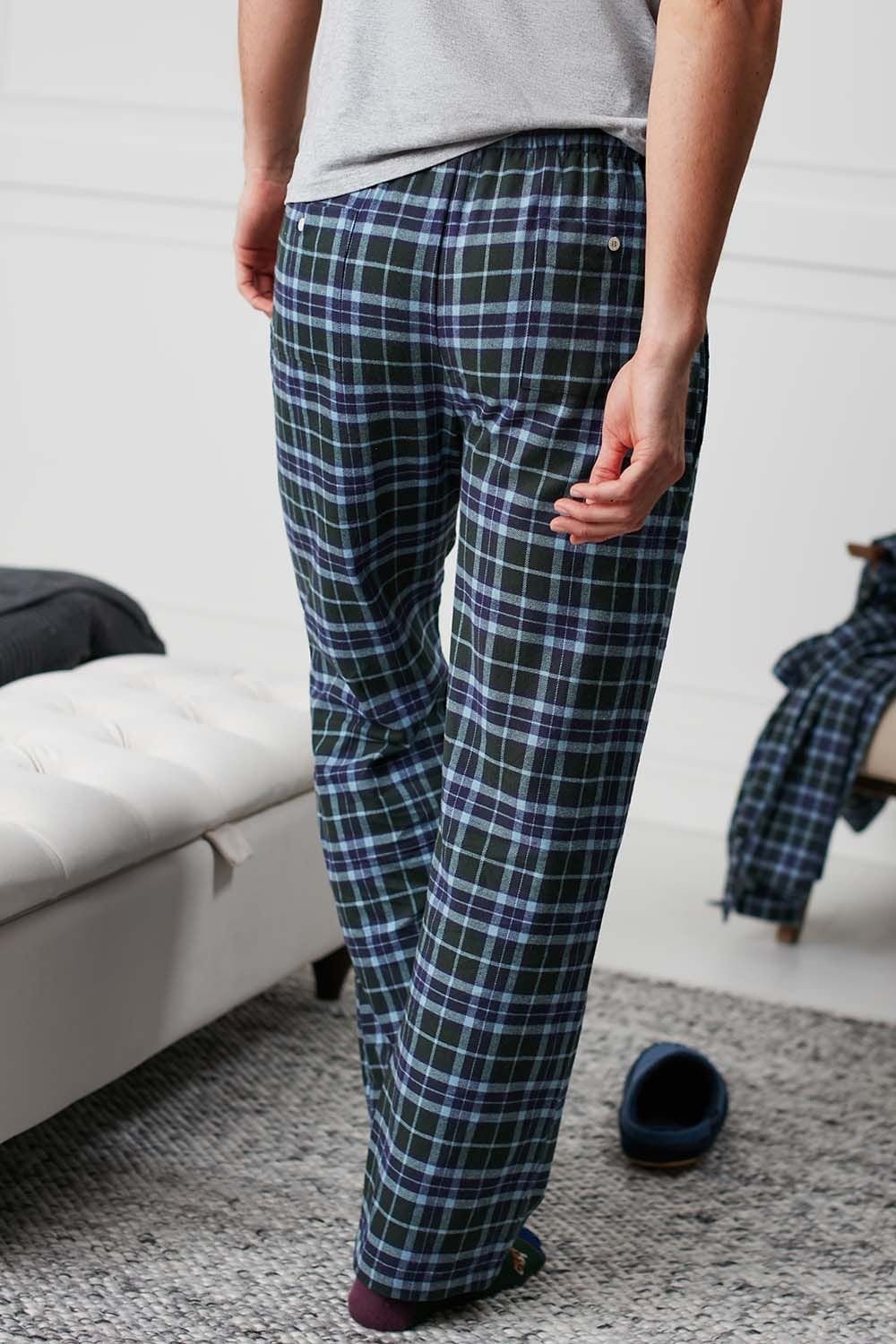 British Boxers British Boxers Men's 'Jura' Tartan Brushed Cotton Pyjama Trousers in Dark Green - 4