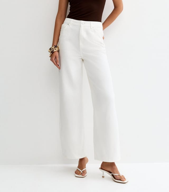 New Look Women's White Adalae High Waisted Wide Leg Jeans New Look - 3