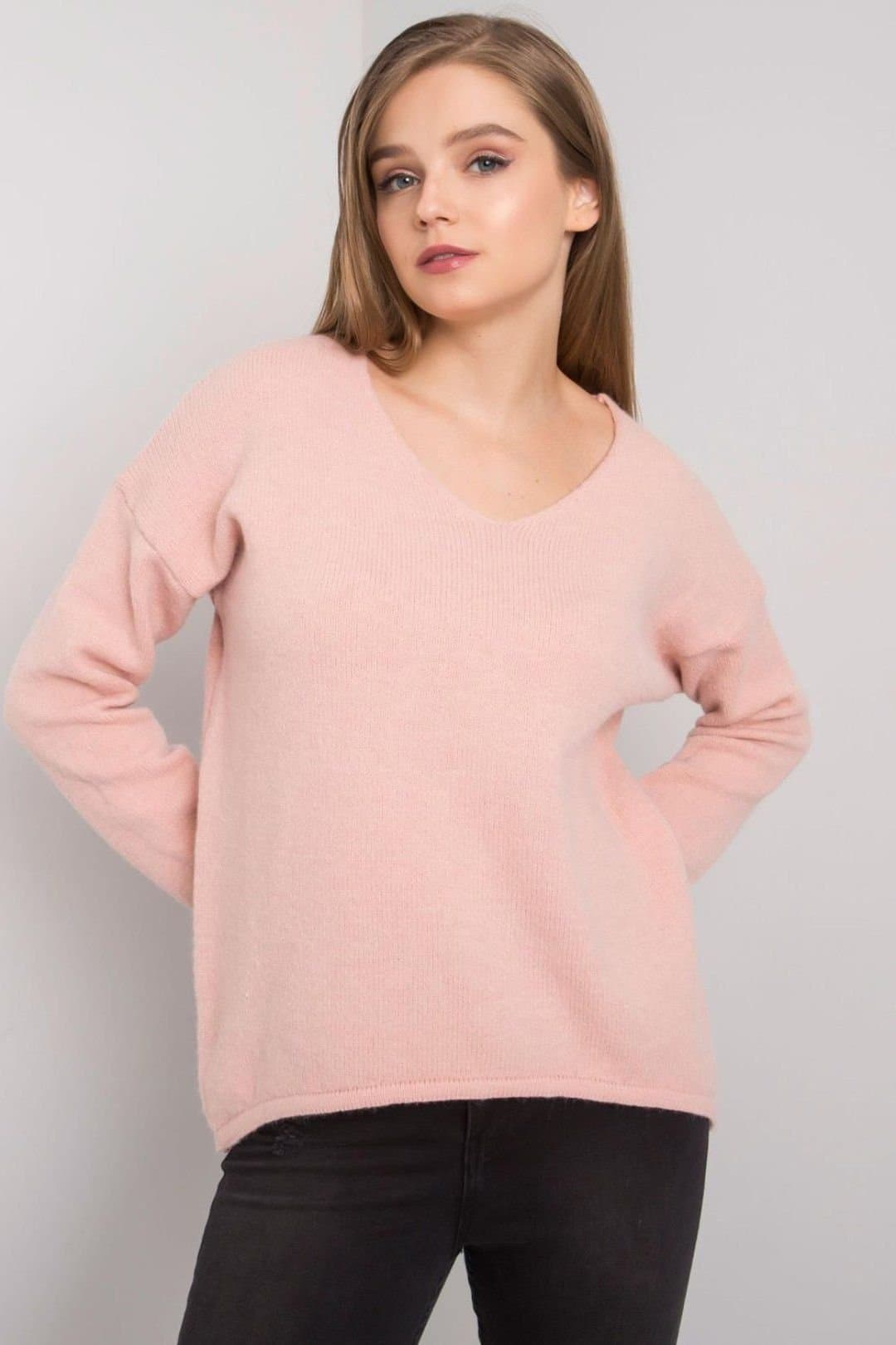 Love Lace Love Lace Women's Light Pink Oversize Long Sleeve Sweater