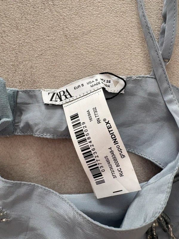 Zara ZARA silver satin beaded cami bra top crop top Y2K party going out XS UK 6 BNWT