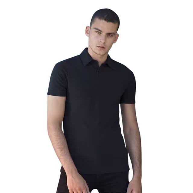 SF Men SF Men Men's Stretch Short-Sleeved Polo Shirt in Black - 2
