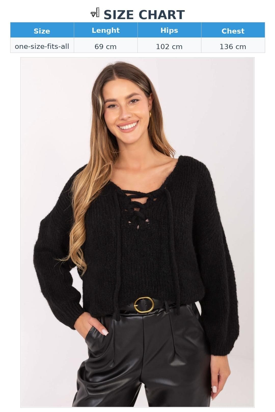 Love Lace Love Lace Women's Casual Lace Front Wool Blend Sweater in Black - 4