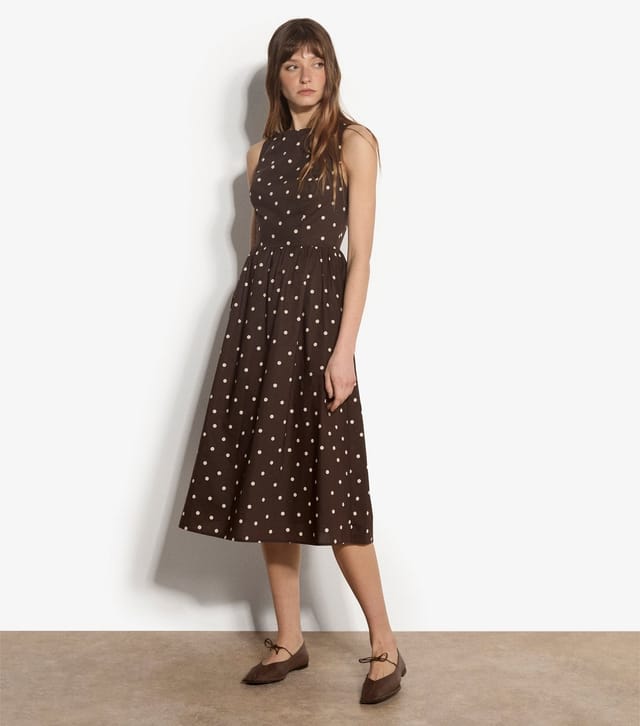 Apricot Women's Brown Cotton Polka Dot Print Midi Dress Apricot New Look - 2