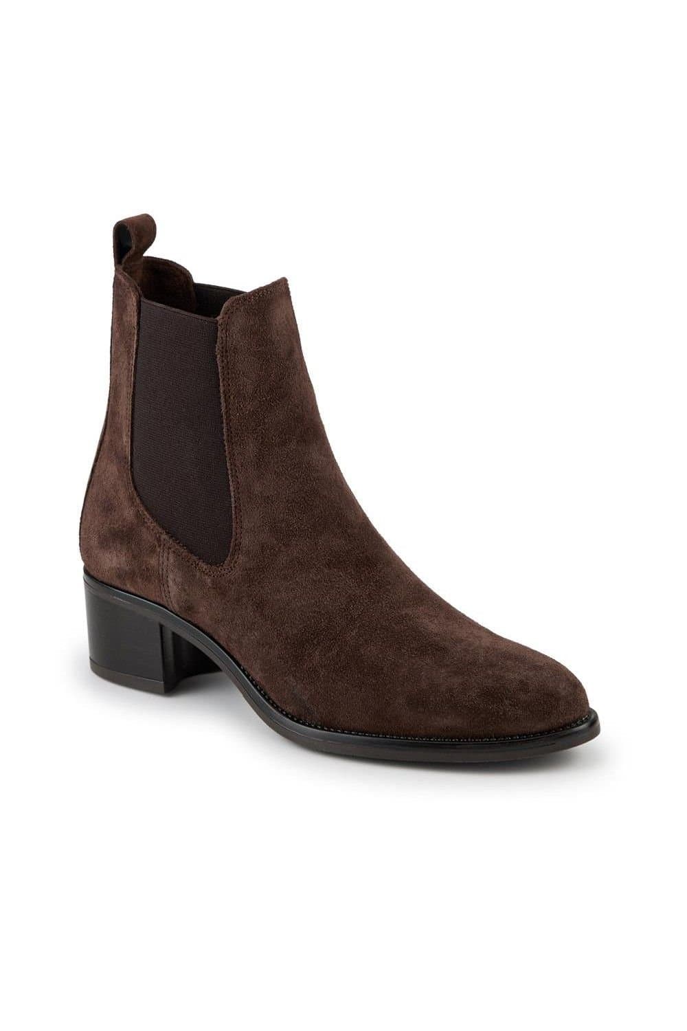 Jones Bootmaker Jones Bootmaker Women's Karlee Leather Slip-In Ankle Boots in Brown