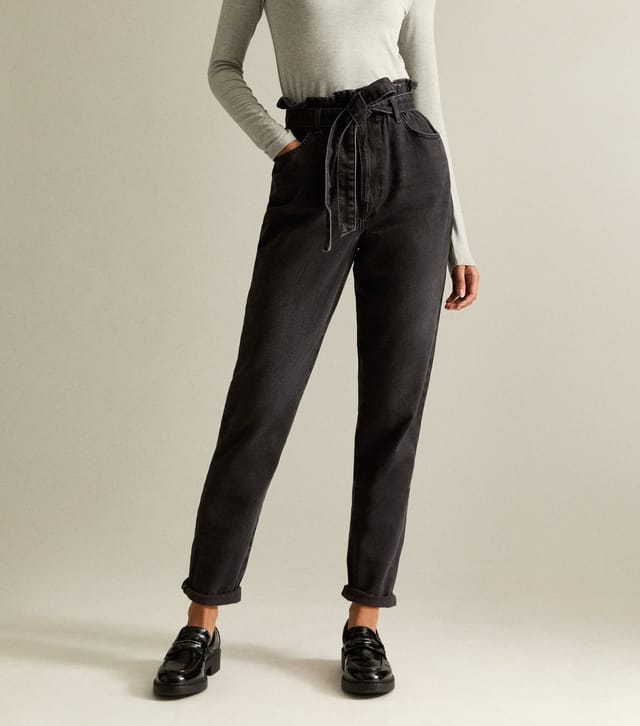 New Look Women's Washed Black Dayna Paperbag Jeans New Look - 3