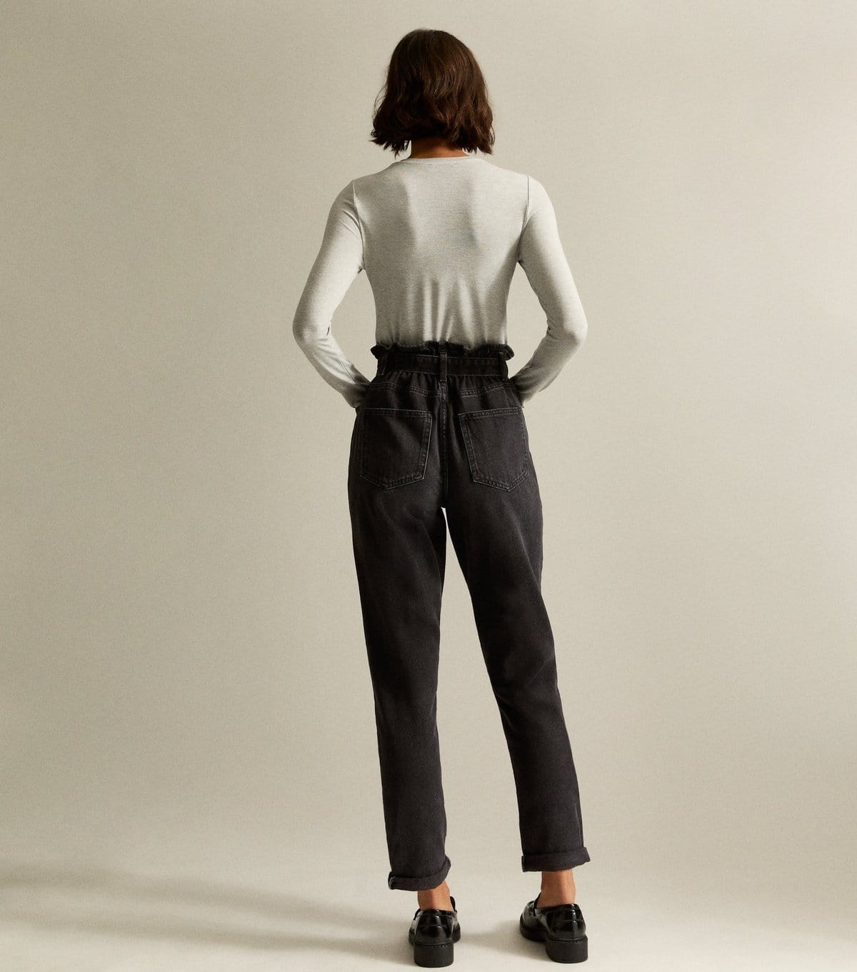 New Look Women's Washed Black Dayna Paperbag Jeans New Look - 4
