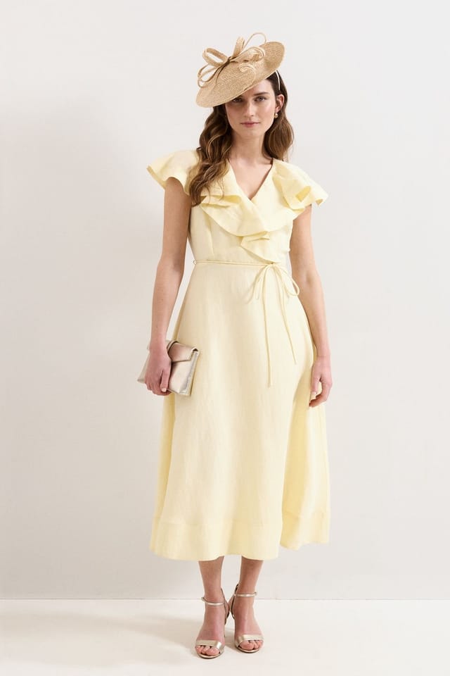 Phase Eight Phase Eight Women's Petite Matilda Wrap Midi Dress in Lemon - 3