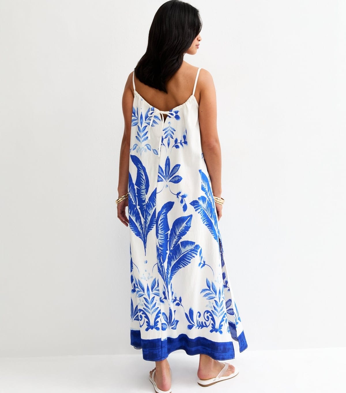 New Look Women's Petite Blue Leaf Print Beach Maxi Dress New Look - 4