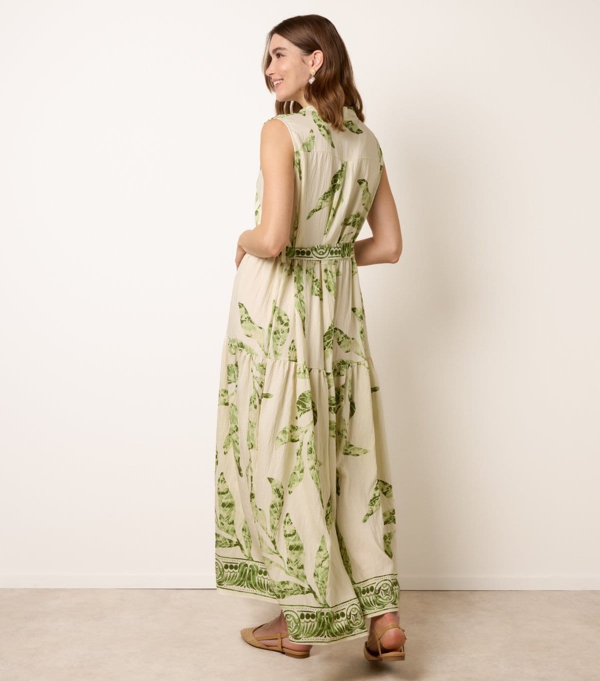 Blue Vanilla Women's Green Leaf Print Sleeveless Midi Dress Blue Vanilla New Look - 4