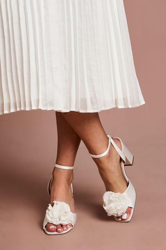 Coast Coast Women's Bridal Paloma Corsage Detail High Block Heeled Sandals in White - 2