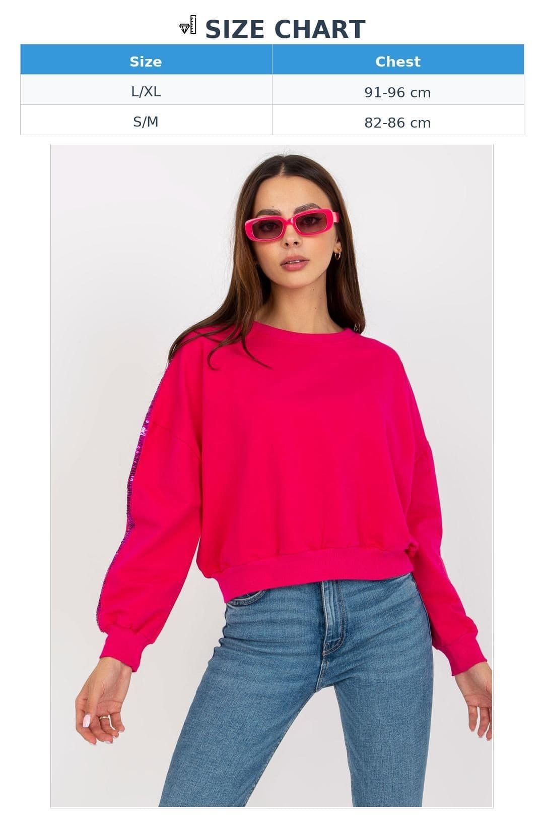 Love Lace Love Lace Women's Long Sleeve Round Neck Blouse Sequin Sleeves in Pink - 4