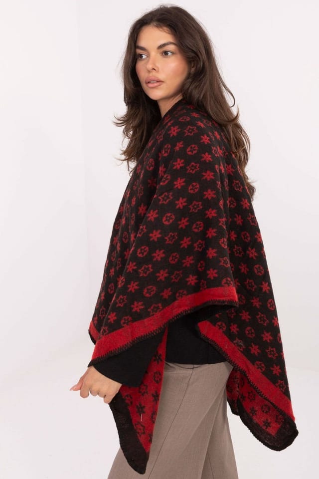 Love Lace Love Lace Women's Stylish Printed Loose Fit Poncho Wrap in Black - 2