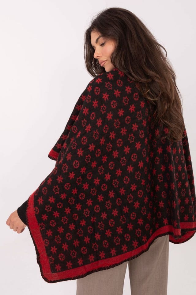 Love Lace Love Lace Women's Stylish Printed Loose Fit Poncho Wrap in Black - 3