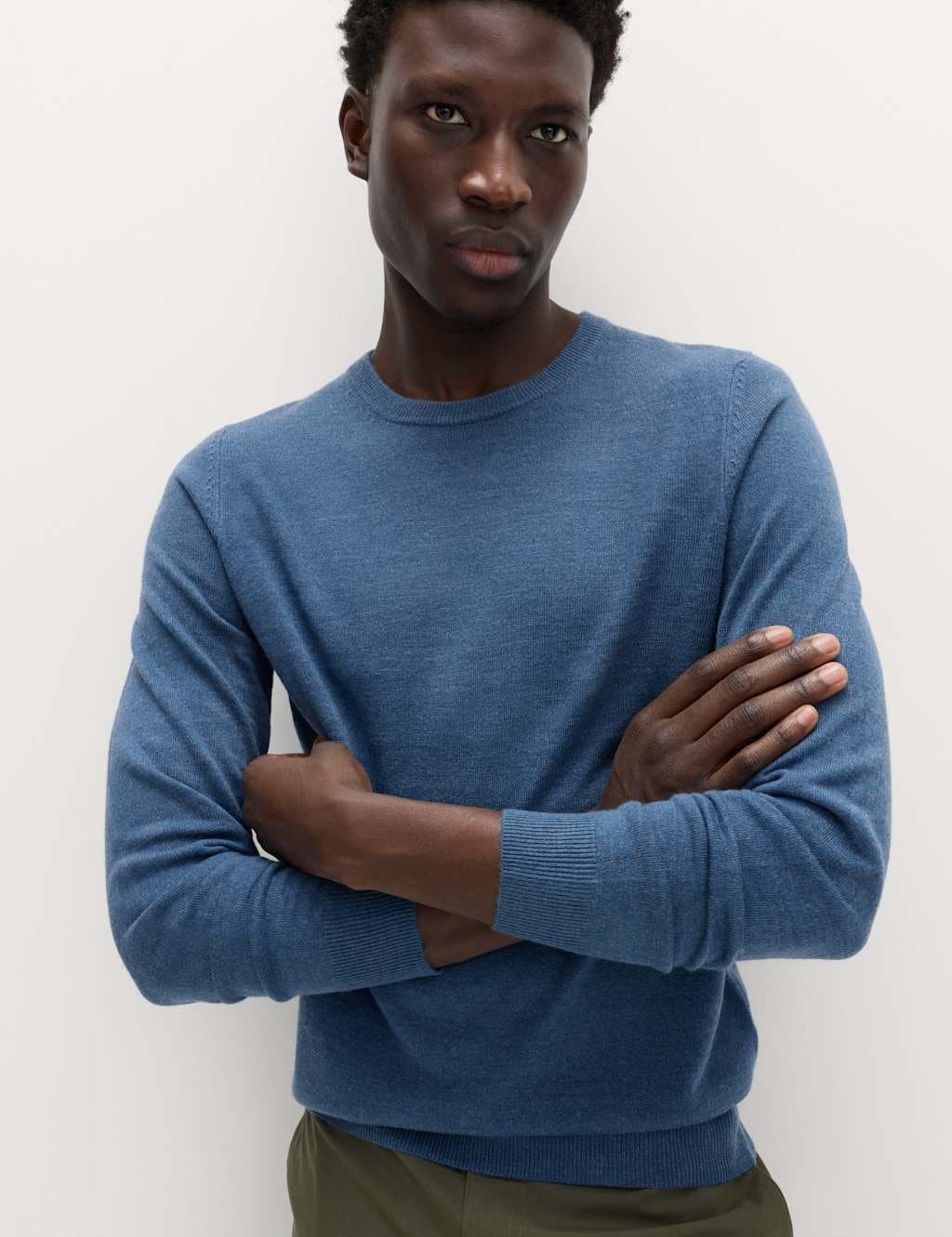 Marks & Spencer M&S Cashmilon™ Crew Neck Jumper Denim