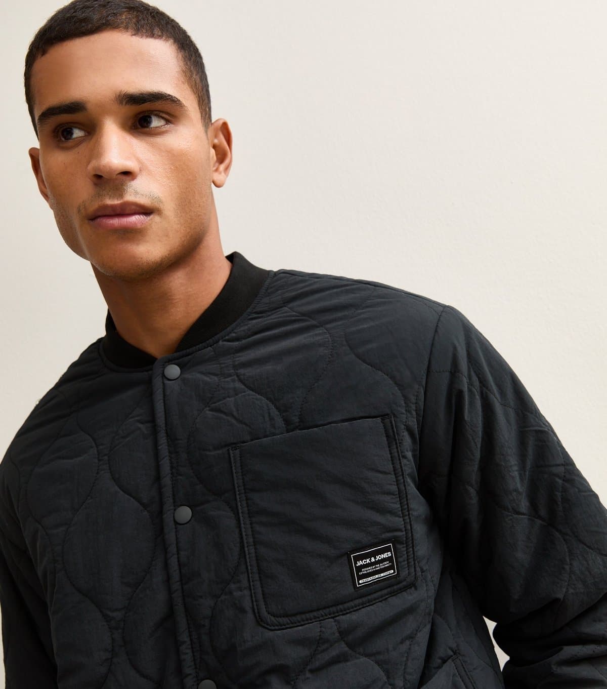 jack & jones Men's Black Logo Patch Liner Jacket Jack & Jones New Look
