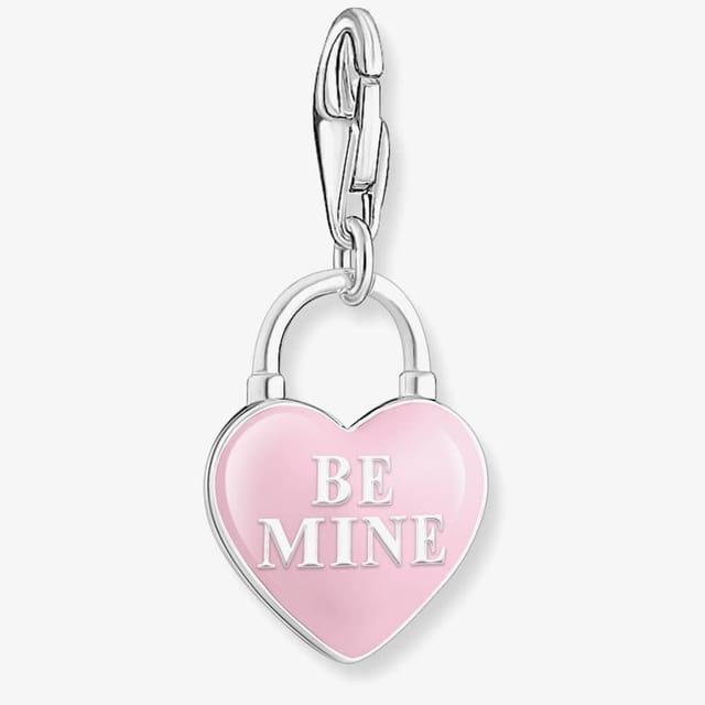Thomas Sabo THOMAS SABO Women's Pink Enamel Be Mine Heart Padlock Charm 2071-691-9 - 2