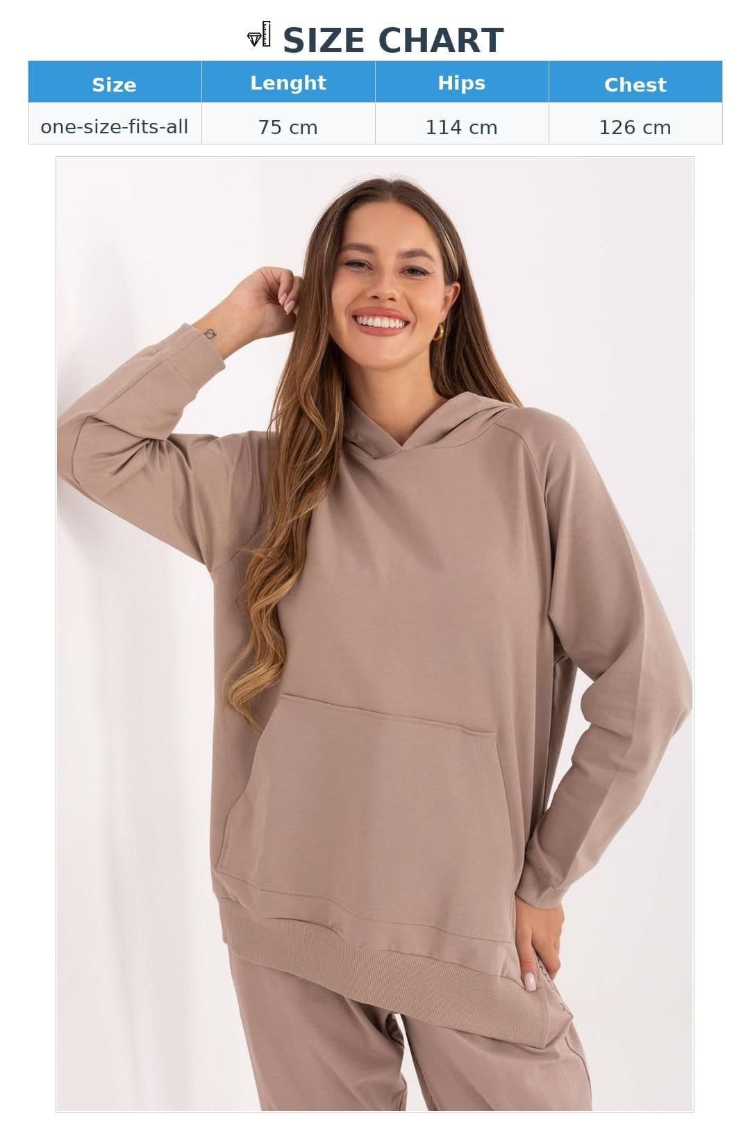 Love Lace Love Lace Women's Oversized Cotton Elastane Hooded Sweatshirt in Beige - 4