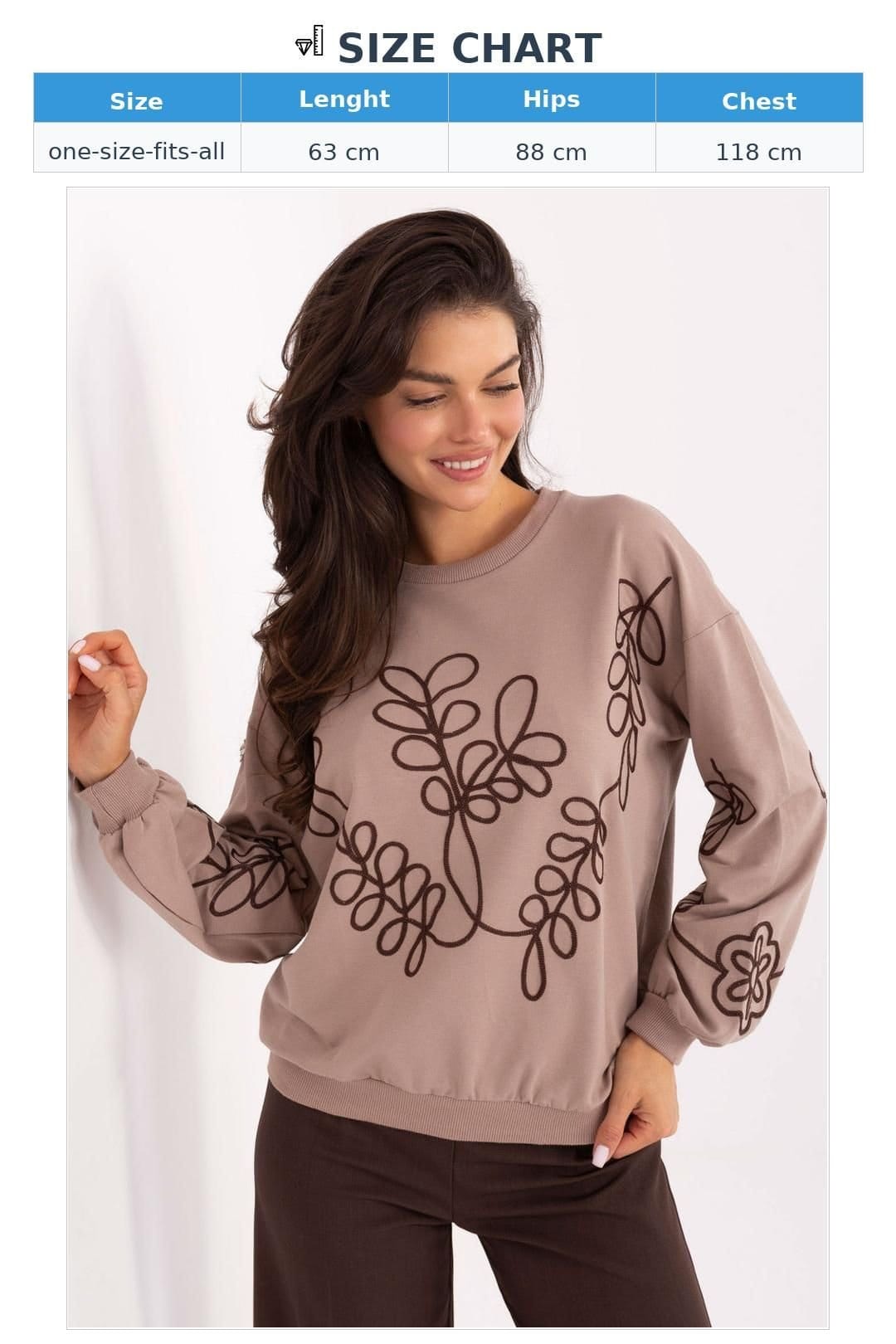 Love Lace Love Lace Women's Embroidered Cotton Elastane Crew Sweatshirt in Beige - 4