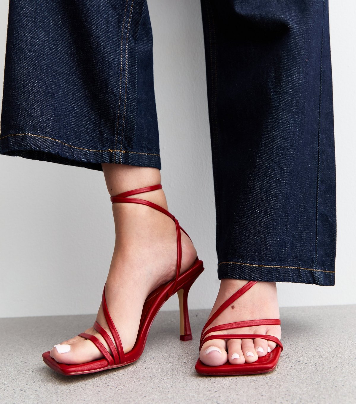 Public Desire Women's Flossy Dark Red Faux Leather Strappy Sandals Public Desire New Look - 1