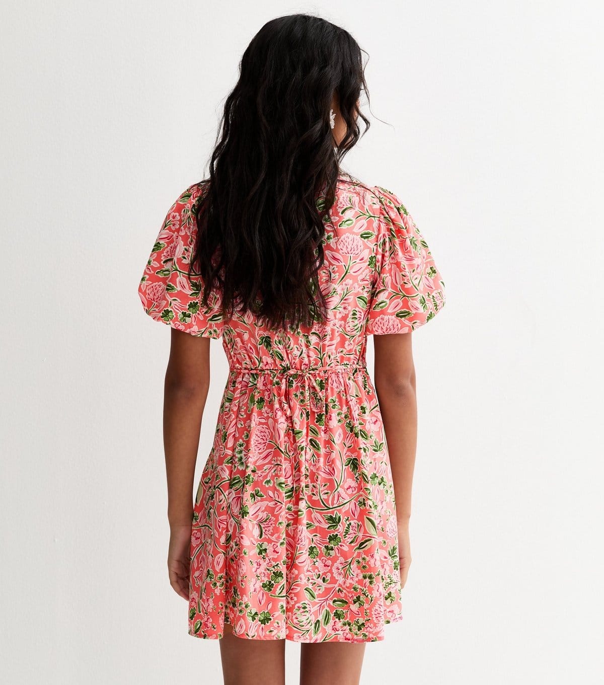 New Look Women's Pink Floral Puff Sleeves Mini Dress New Look - 4