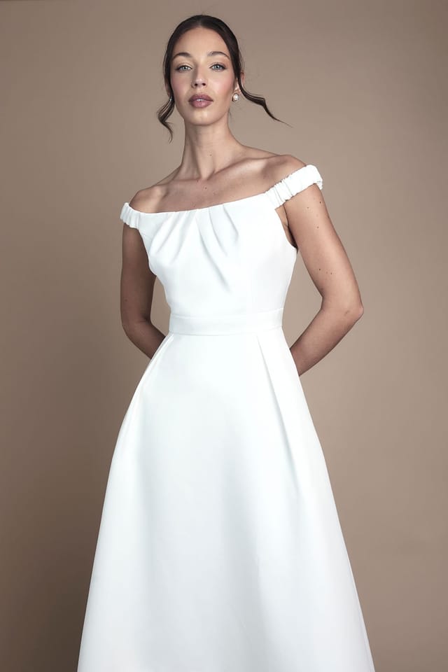 Coast Coast Women's Bardot Fit & Flare Hi Low Hem Maxi Wedding Dress in Ivory - 2