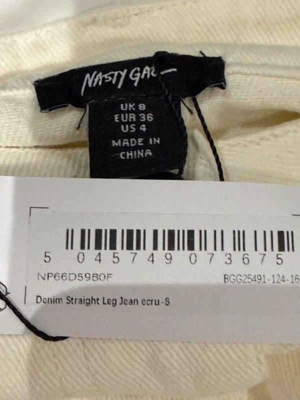 Nasty Gal Nasty Gal cream straight leg jeans size 8