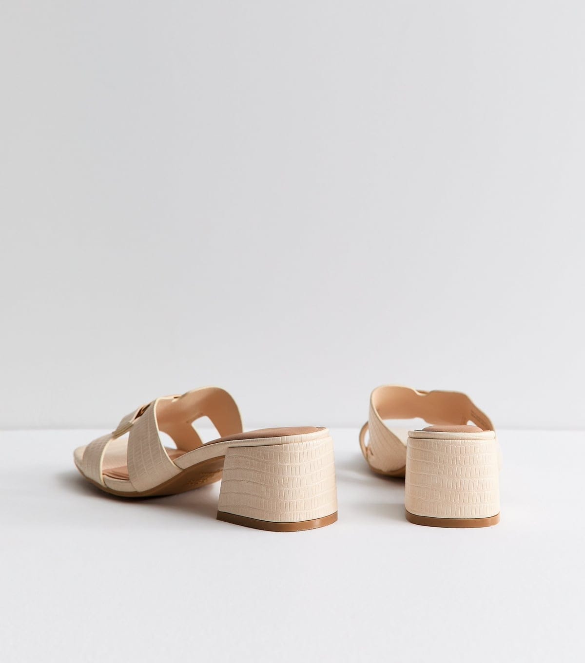 New Look Women's Wide Fit Off White Rectangle Buckle Block Heel Mules Vegan New Look - 4