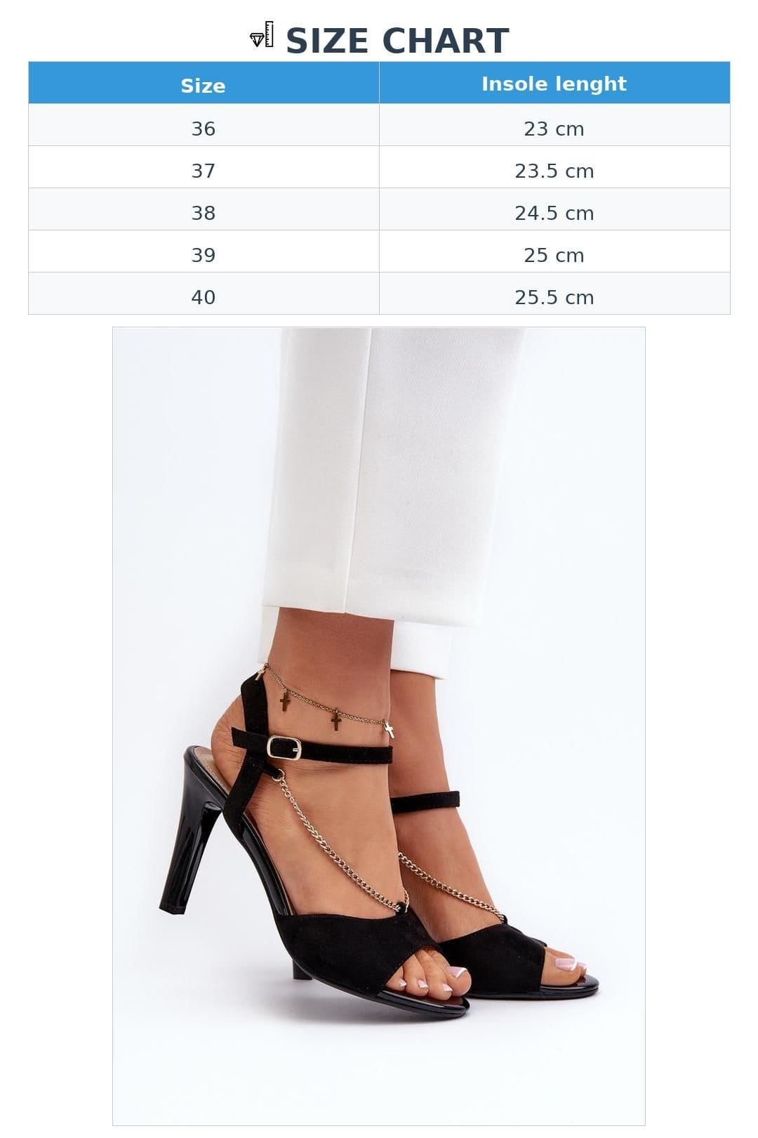 Love Lace Love Lace Women's Faux Suede Chain Stiletto Heel Sandals With Adjustable Buckle in Black - 4