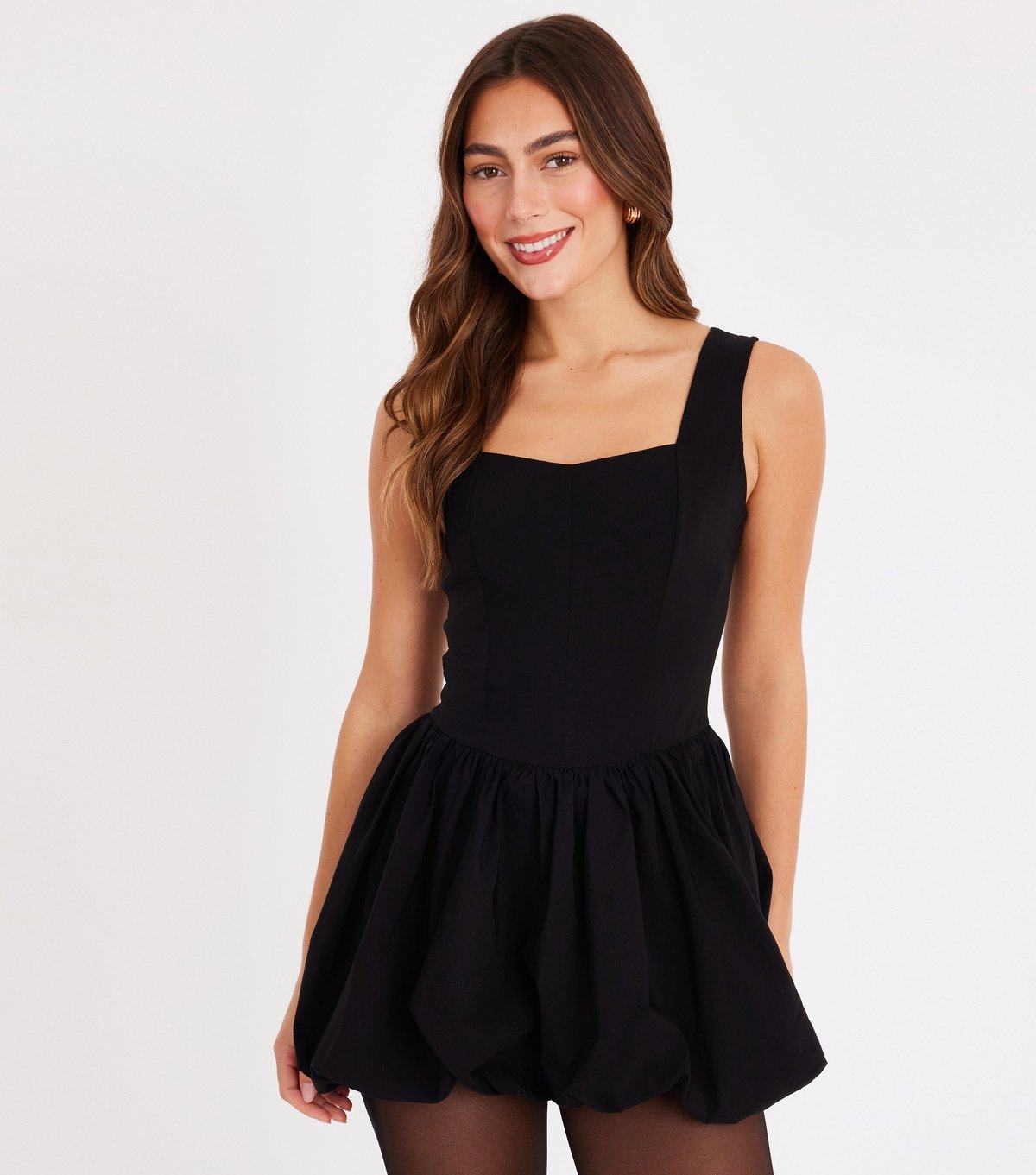 Quiz Women's Black Puff Ball Skater Dress Quiz New Look - 1