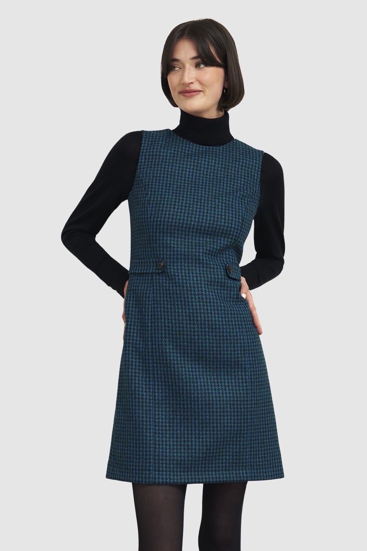 Hobbs London Hobbs London Women's Sariah Dogtooth Mini Dress in Teal