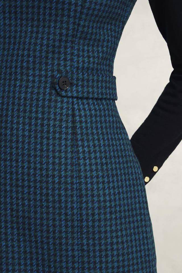 Hobbs London Hobbs London Women's Sariah Dogtooth Mini Dress in Teal - 3