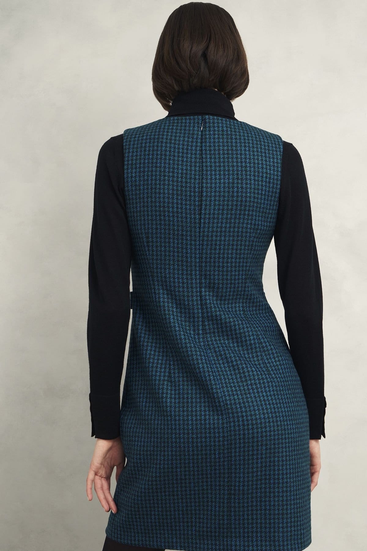 Hobbs London Hobbs London Women's Sariah Dogtooth Mini Dress in Teal - 4