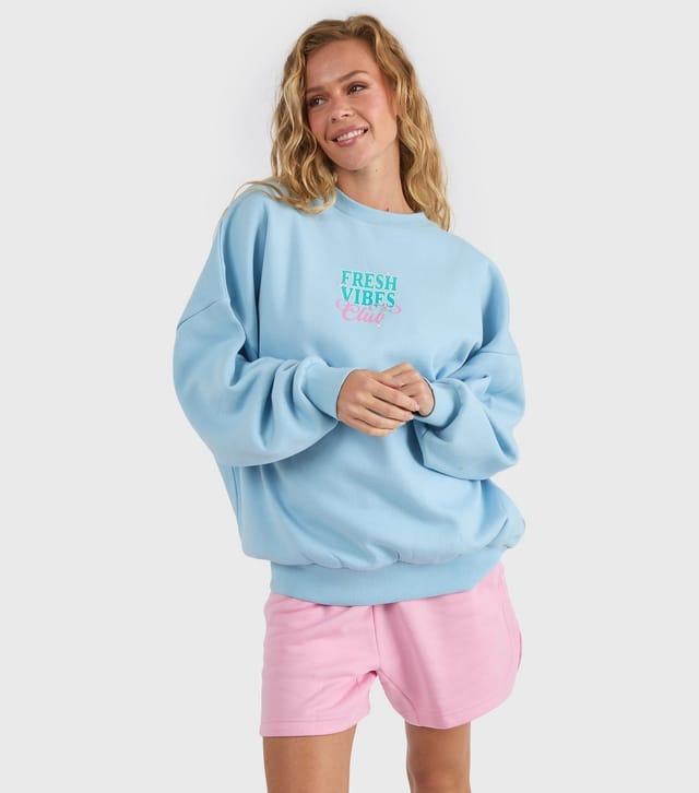 Skinnydip Women's Blue Fresh Vibes Club Oversized Sweatshirt Skinnydip New Look - 2