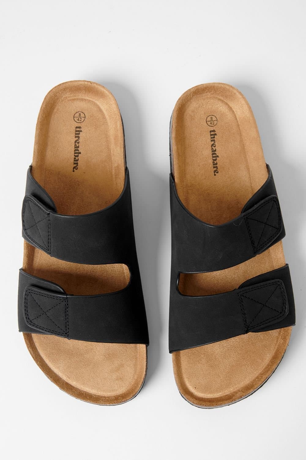 Threadbare threadbare Men's Faux Suede Two Strap Sandals in Black