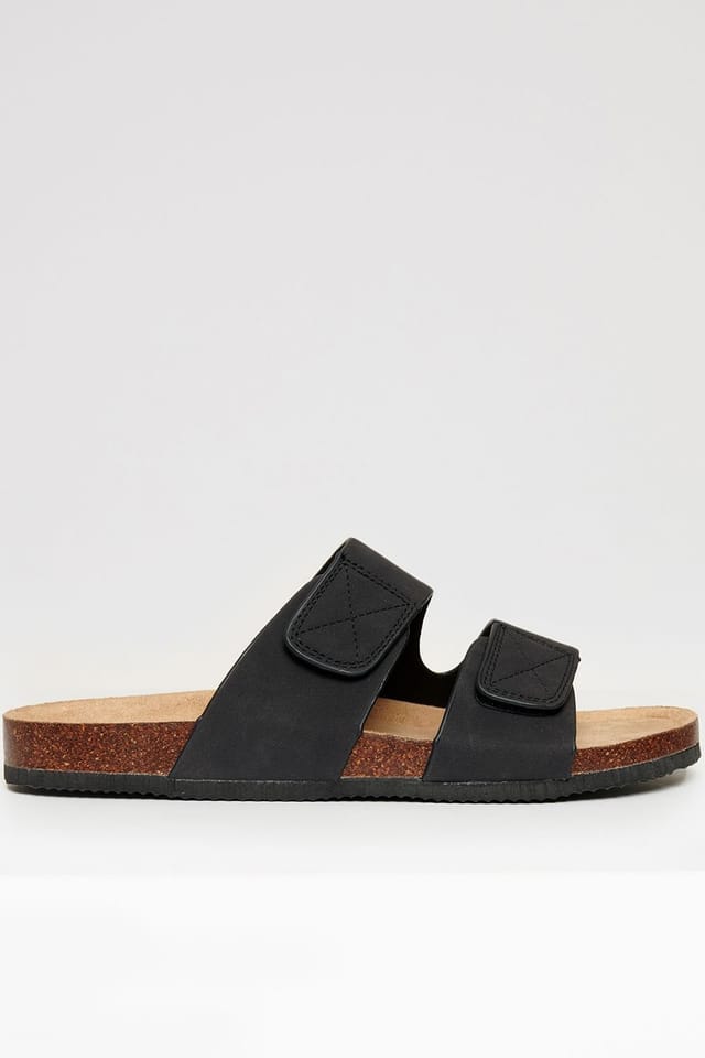 Threadbare threadbare Men's Faux Suede Two Strap Sandals in Black - 2