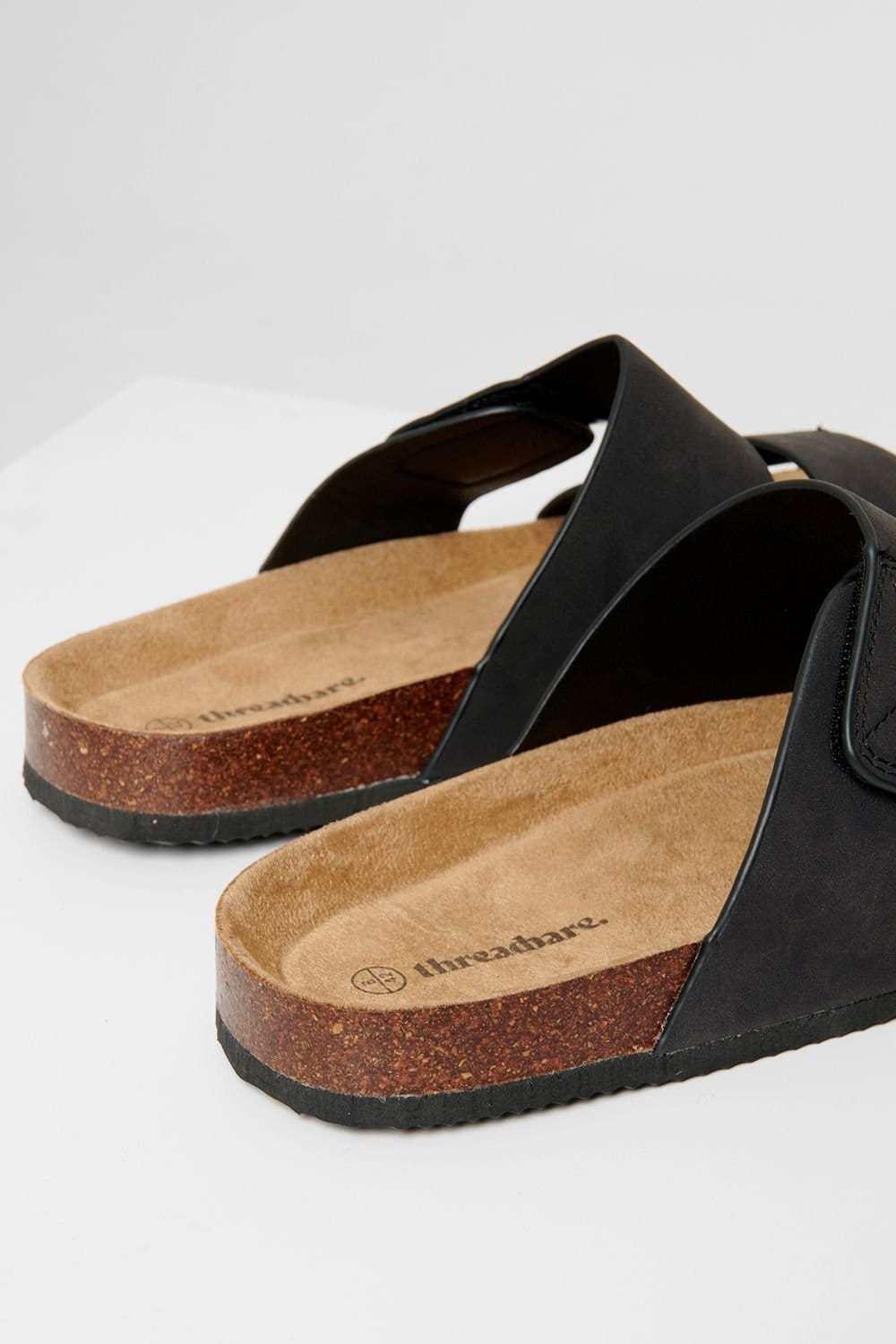 Threadbare threadbare Men's Faux Suede Two Strap Sandals in Black - 4