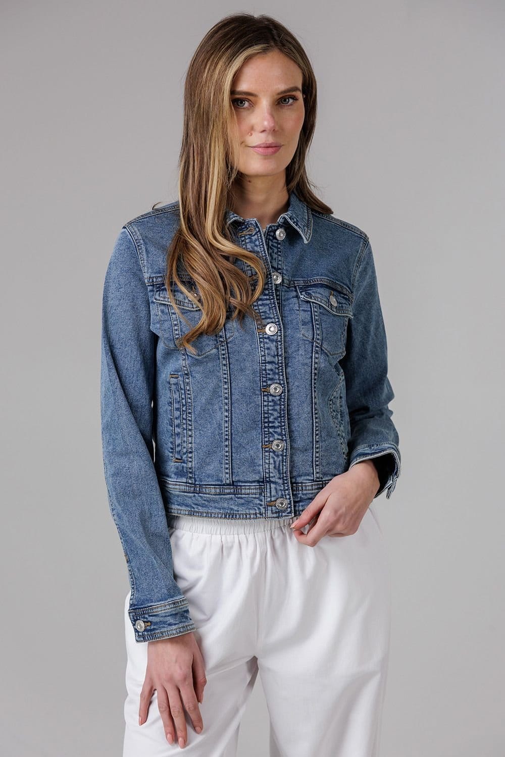 French Connection Blue Cotton Blend Denim Jacket