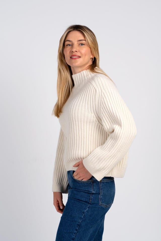 Kettlewell Kettlewell Women's Maeve Rib Knit Sweater in Ivory - 3