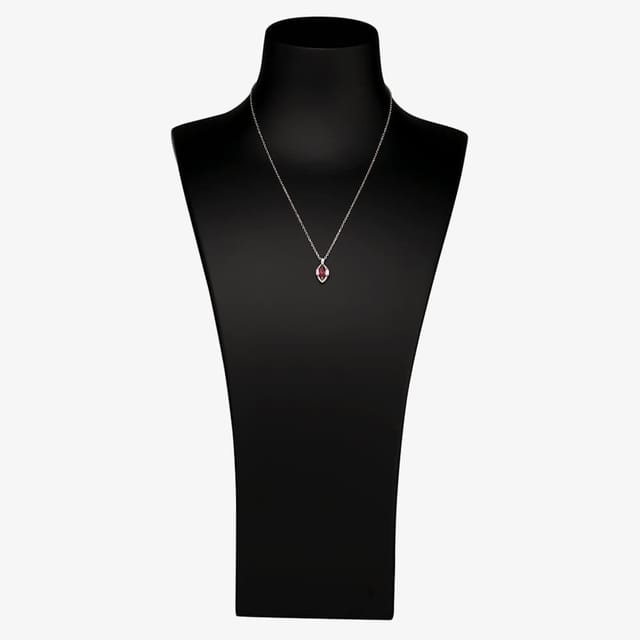 T.H.Baker T.H.Baker Women's Silver Red Cubic Zirconia Marquise Pendant & Earrings Set SET14197 - 2