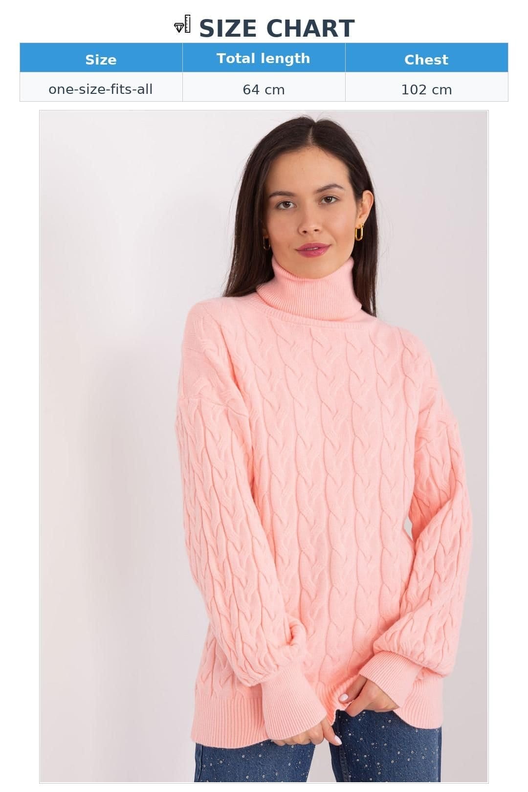 Love Lace Love Lace Women's Variegated Cable Knit Turtleneck Sweater in Pink - 4