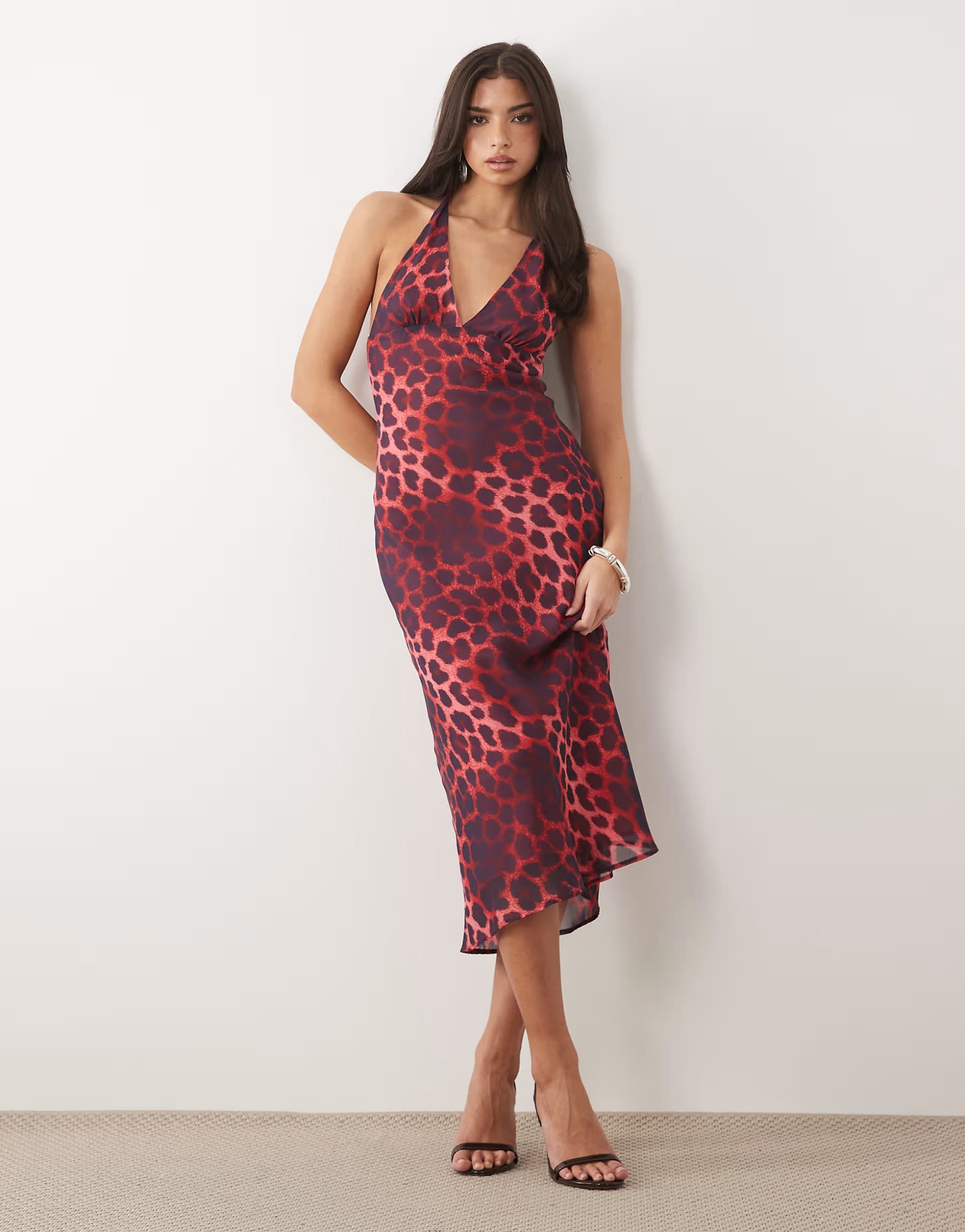ASOS ASOS DESIGN halter midi dress in leopard print