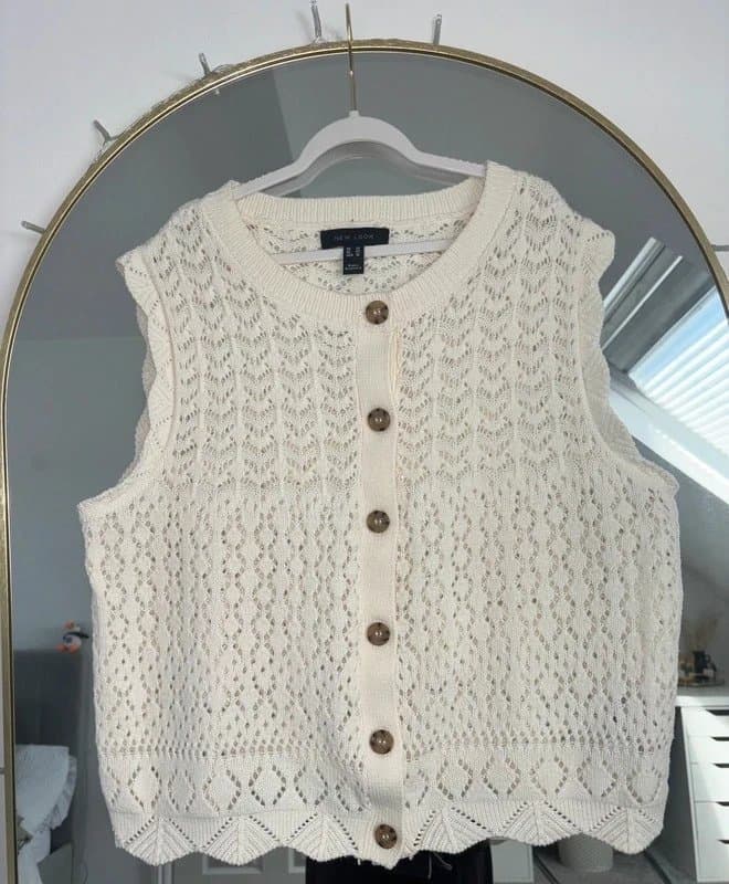 New Look Newlook cream knitted waistcoat