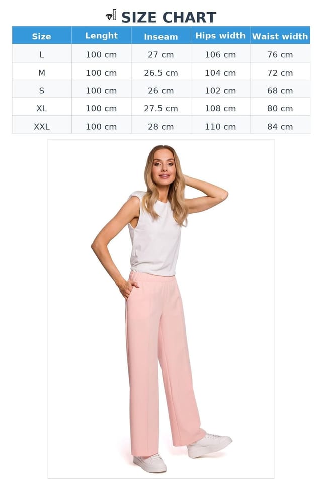 Love Lace Love Lace Women's Pleated Wide Leg Trousers with Elastic Waist Style 152651 in Pink - 3