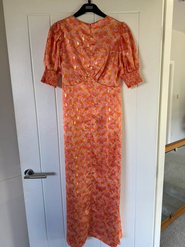 Never Fully Dressed Orange and Pink Floral Midi Dress