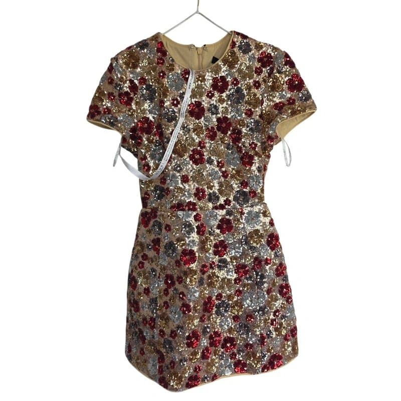 Club L London club l london eira red floral sequin crew neck mini dress Size 10