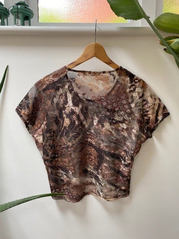 Miss Selfridge Miss Selfridge petite neutral sheer floral cropped top