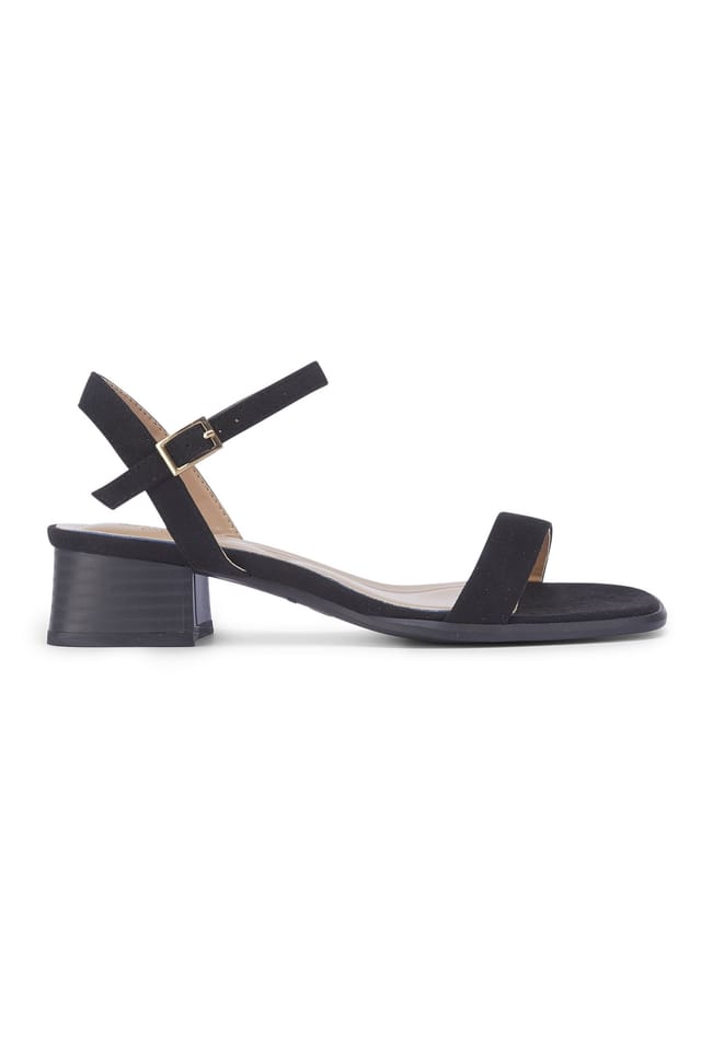 Truffle Collection Truffle Collection Women's Block Heel Open Toe Sandals Buckle Strap Microfibre Summer Shoes in Black - 3