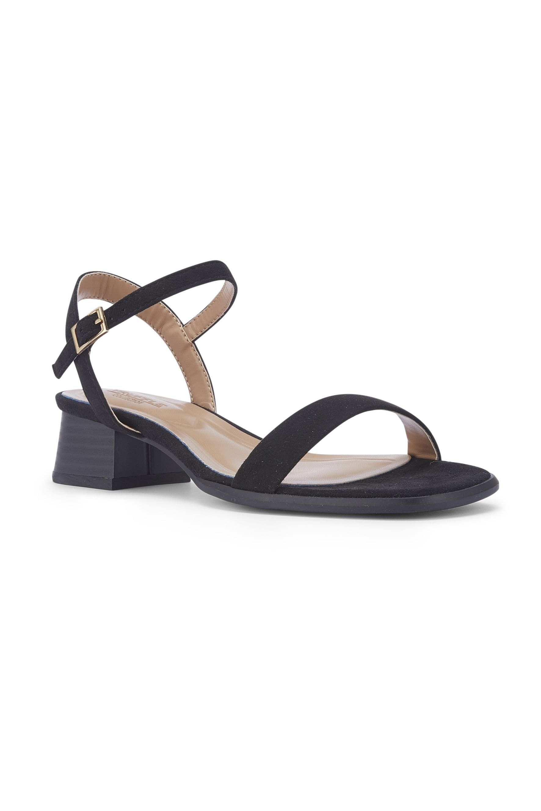 Truffle Collection Truffle Collection Women's Block Heel Open Toe Sandals Buckle Strap Microfibre Summer Shoes in Black - 4