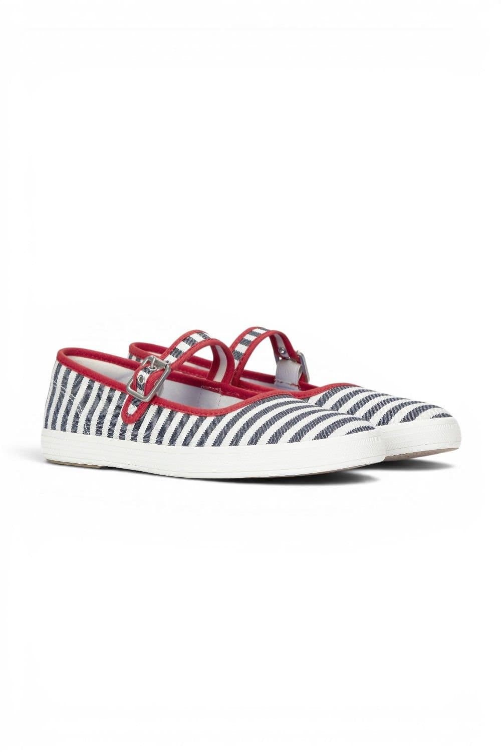 keds Keds Women's Maisie Mary Jane Printed Stripe Twill in Dark Blue